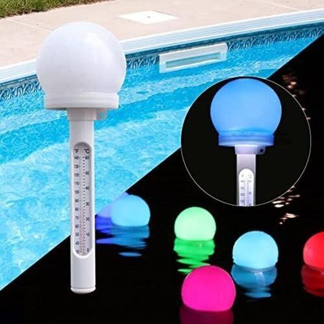 pièces Thermomètre Piscine Flottant, Bassin à Énergie Solaire avec Lumière LED Changement de Couleur, Facile à Lire la Nuit pour Spa, Bain (1/4)