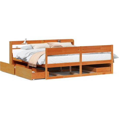 Maison Exclusive - Massivholzbett ohne Matratze Wachsbraun 180x20 (1/5)