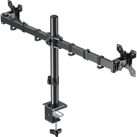 Soporte para 2 monitores de PC para pantallas planas y curvas de 17 a 32 pulgadas, brazo de monitor de PC ajustable en altura, inclinable y giratorio.