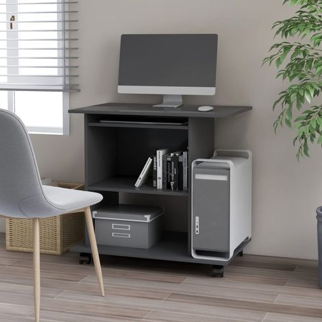 Bureau informatique Table d'ordinateur - Gris 80x50x75 cm Aggloméré BV542923 - BonneVie (1/5)