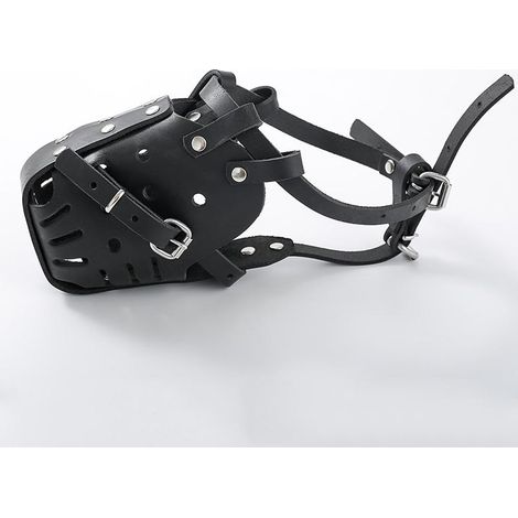 Muselière réglable en cuir HWZ pour chien, cage anti-morsure et anti-collision adaptée aux bergers allemands, dobermans, etc. (1/4)