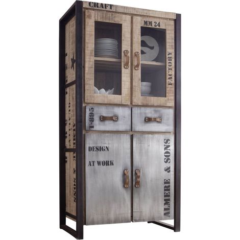 Vitrine 90x50 Manguier brut imprimé Bois naturel FACTORY 136