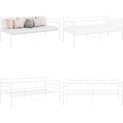 Schlafsofa Bettgestell Weiß Metall 90x200 cm - Schlafsofa - Bettgestell - Daybed - Gästebett - Weißes Bettgestell - Home & Living (1/5)