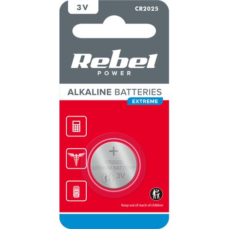 Pile REBEL EXTREME CR2025 1 pièce/blister.