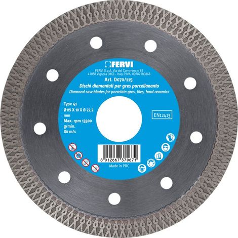 Disque diamante pour gres cerame professionnel 115x222 mm