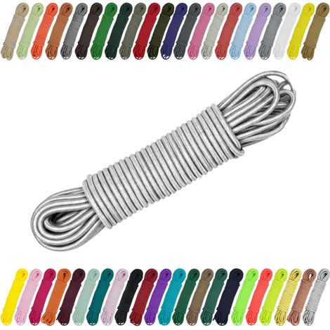 Cordon élastique en caoutchouc 2 mm 3 mm pour couture, bricolage et extérieur – Caoutchouc rond, corde expansive, élastique argenté (métallisé) 2 mm x 5 m (1/5)