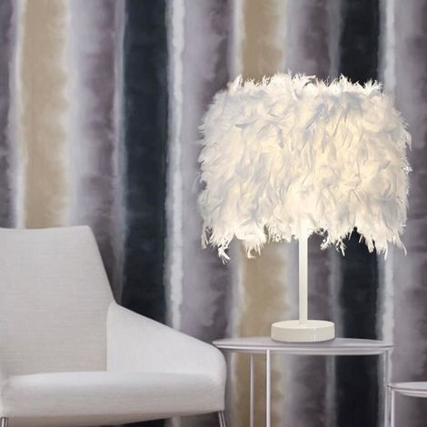 COUNT Lampe de table plumes - E27 Lampe de chevet plumes 1pcs Convient pour la chambre (1/4)