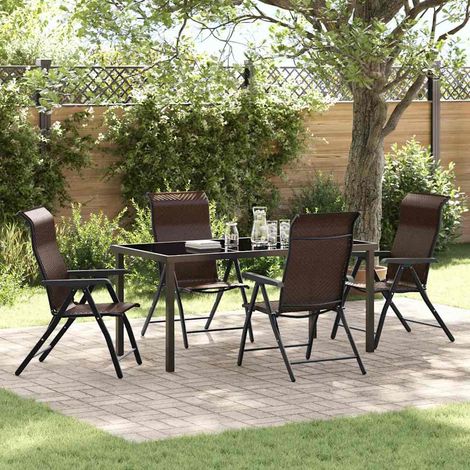 Garten Essgruppe 5 pcs Braun Pulverbeschichteter Stahl (1/5)