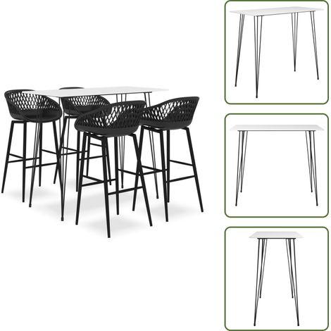 Ensemble de bar 5 pcs Blanc et noir - Ensemble De Bar - Meuble De Salle À Manger - Table De Bar - Tabouret De Bar - Mobilier Moderne (1/5)