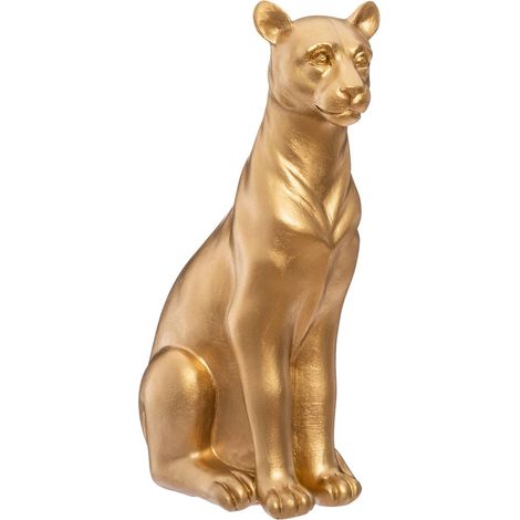 Pantherstatuette - Kunstharz - goldfarben - H23 cm