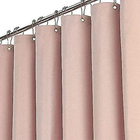 Rideau de douche texturé lin rose, 180 x 180 cm, en tissu de qualité hôtelière, avec crochets, résistant et imperméable. (1/5)