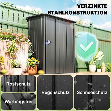 Gartenhaus aus Stahl, 100 x 103 x 160 cm, dunkelgrau. (1/5)
