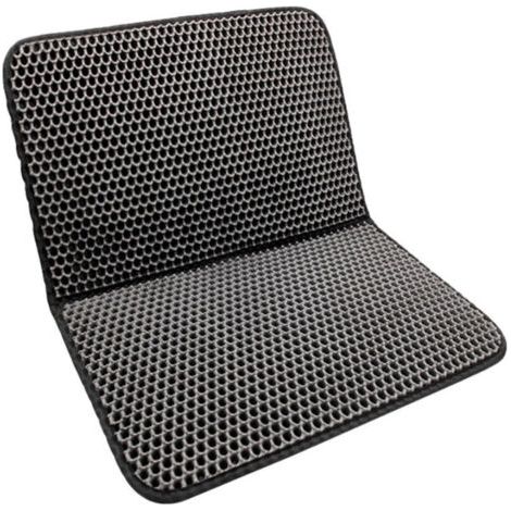 Pair Tapis de litière pour chat, noir, 40x60 cm, pliable, motif nid d'abeille. (1/5)