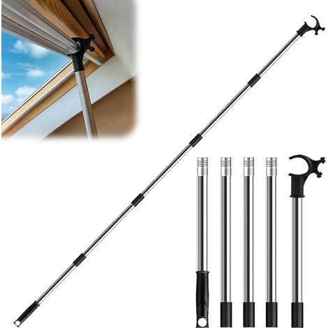Canne Telescopique pour Stores et Fenêtres De Toit,Crochet amélioré,Perche Telescopique ConçU pour Contrôler Les Lucarnes,Extensible Jusqu'à 186 cm,Perche Pour Fenêtres De Toit et Stores (1/5)