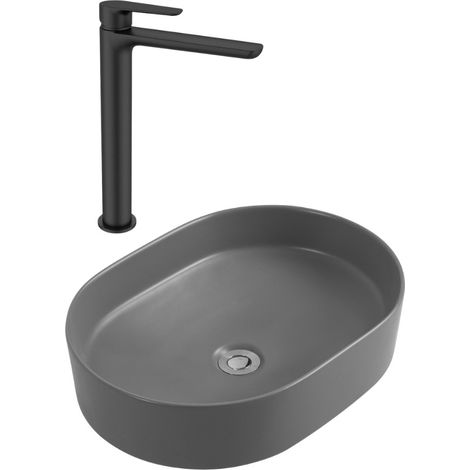 PixL 50x36,5x13,5 cm lavabo da appoggio + SAT Mood miscelatore lavabo XL + piletta Ceramia PixL (CEPX50GRMSAT285C)