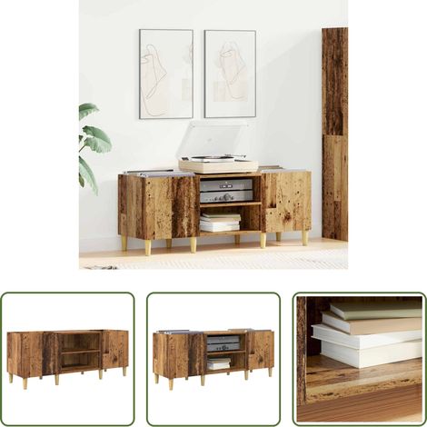 vidaXL Rangement musique - Meuble à vinyles Bois Ancien 121 x 38 x 48 cm Bois d'ingénierie (1/5)