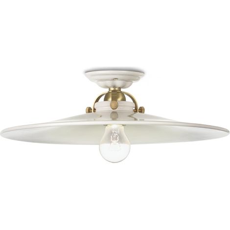 Plafoniera Classica Asti Ottone E Ceramica Ottone Satinato Decorato 1 Luce E27 (1/5)