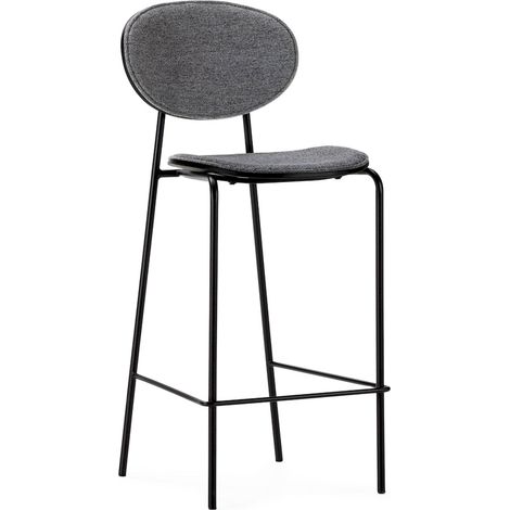 Tabouret de bar métal et tissu - noir et gris (1/5)
