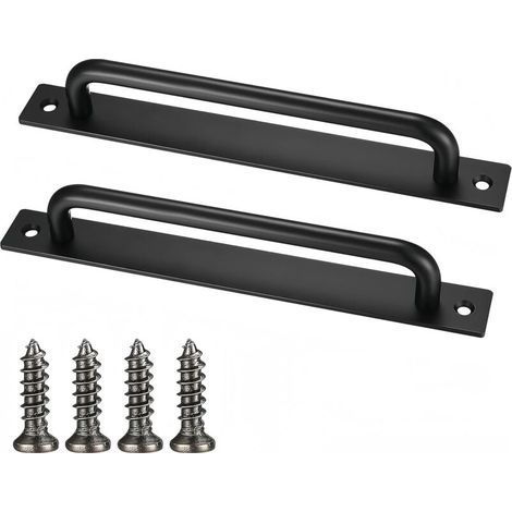 2 Pièces Poignée de Porte de Grange Coulissante,Poignées Traction de Porte pour Grange, Porte en Bois, Jardin Extérieure,Armoire Placard (Noir,180mm) (1/4)