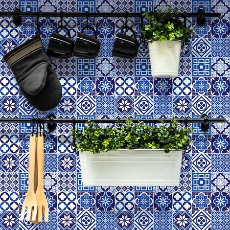 Stickers muraux - Sticker Mural Carrelage adhésif Cuisine Salle de Bain - 9 STICKERS CARRELAGES MAILINA - 9stickers10x10cm (1/5)