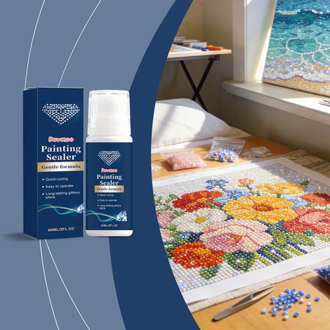 Vernis protecteur pour peinture diamant, idéal pour fixer les œuvres d'art et les créations artisanales réalisées avec des strass, leur conférant un éclat naturel, une protection contre la poussière e (1/5)