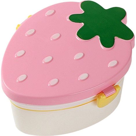 Boîte à bento double compartiment pour adultes, boîte à bento anti-fuite pour enfants avec couverts, jolie boîte à sandwich/salade en forme de fraise - ROSE