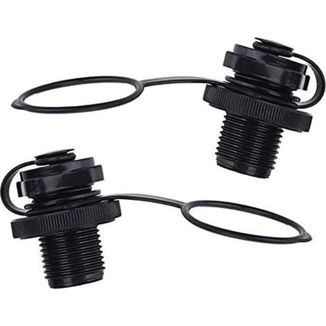 Lot de 2 Valves d'Air Adaptateur de Soupape Bouchons Pour Bateau Gonflable De Kayak, Noir (1/5)