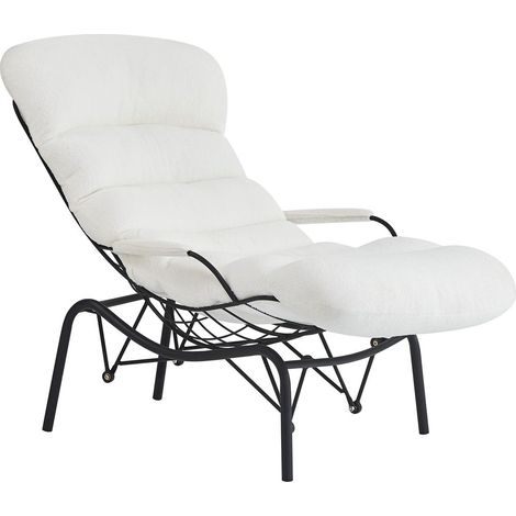 Fauteuil MONICA – Métal Noir & Doudou Blanc – 81x118x101 cm (1/5)