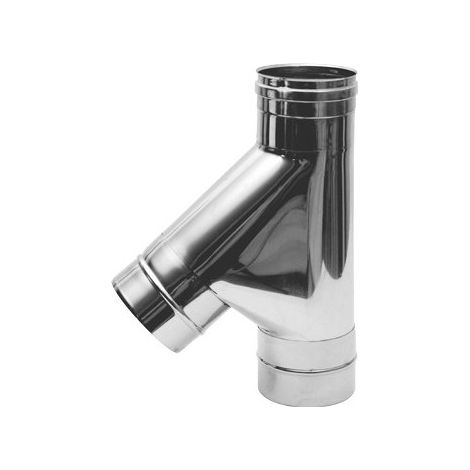 Conector en T de 135° de acero inoxidable M.M.F. Ø25 cm – Acero AISI 304 – Reducción de turbulencias de humos