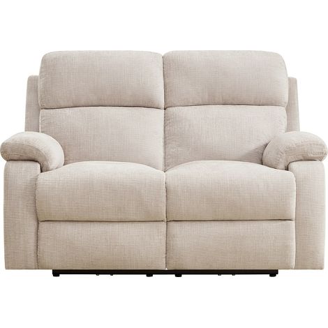 Canapé 2 places relax électrique massant en tissu chenille beige KOCENI (1/4)