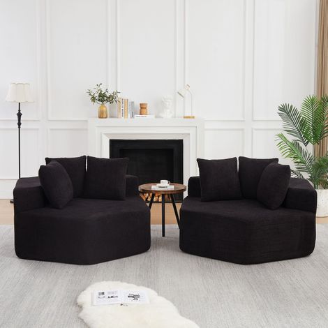 Fauteuil modulable hexagonal moderne en chenille, design polyvalent combinable pour salon (1/5)