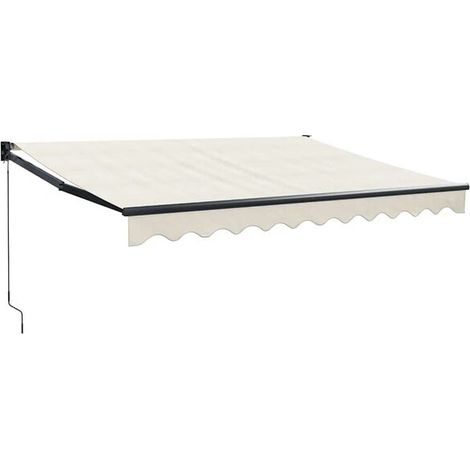 Store banne rétractable beige, 3 x 2,5 mètres, en tissu et alliage d'aluminium. (1/5)