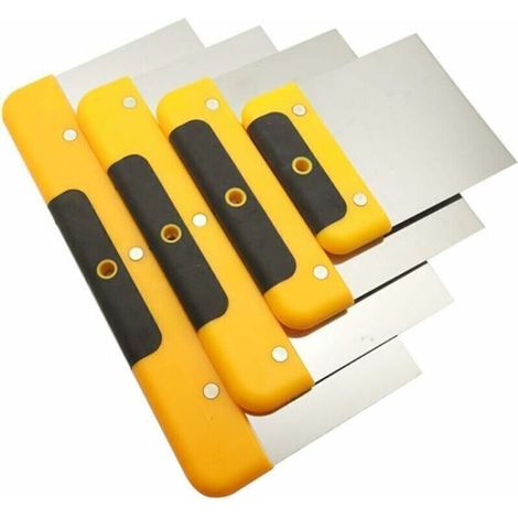 Vente chaude-Jeu De 4 Spatules De Carrossier, Spatule De Plâtrier Inox, Couteau À Enduire Pour Propagation De Plaque De Plâtre,Boue,Peinture De Grattage,4 Pouces,6 Pouces,8 Pouces,10 Pouces (4,de DEBU (1/4)