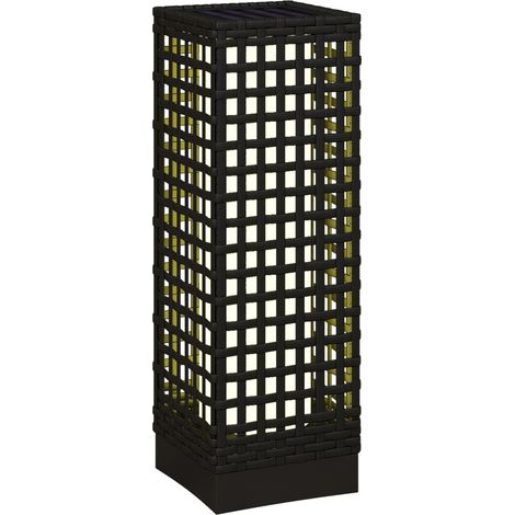 Lámpara solar LED para exterior efecto ratán negra 15,5 x 15,5 x 46 cm IP44 con sensor de luz (1/5)