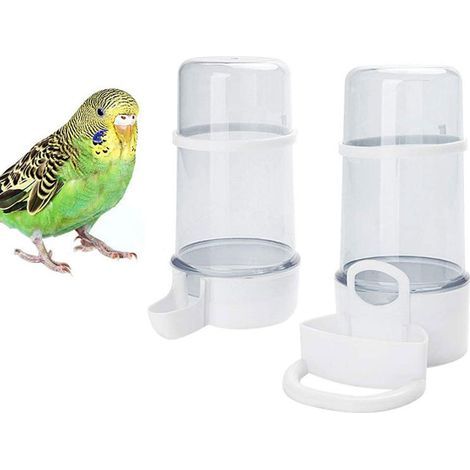 2-teiliges Set mit automatischem Wasser- und Futterspender – Automatischer Wasserspender, geeignet für Vogelkäfige, Zubehör, geeignet für Hamsterkäfige, Wasserflasche (weiß, 200 ml) (1/5)