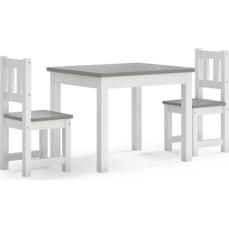 Maison Exclusive - Set Tavolo e Sedie per Bambini 3 Pezzi Bianco e Grigio in MDF