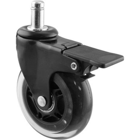 Rueda giratoria negra con freno - 65mm / 30kg, INTHER.