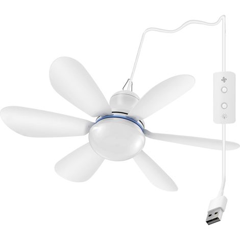 Ventilateur de plafond à prise USB avec lumières, 41,9 cm, mini petit CC 5 V, silencieux, silencieux, camping d'urgence, portable, tonnelle, dortoir, pour plantation de plantes, tente (1/5)