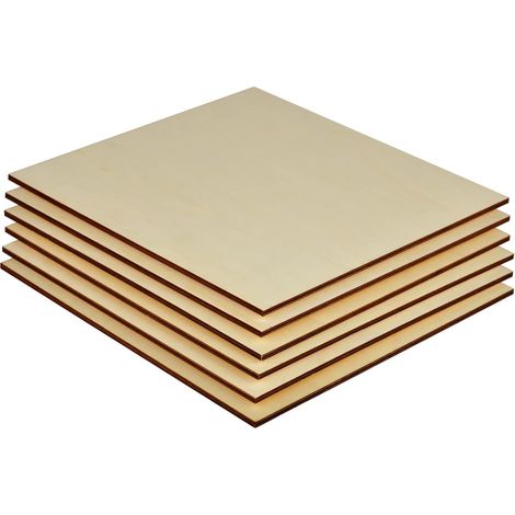 [Plus Épais] 6 Feuilles de Bois Carrées - 6mm x 30.5 x 30.5 cm, Plaque Contreplaqué en Bois de Balsa, Planche de Bois Brut pour Gravure Laser, Maquettes, Découpe, Pyrogravure, Peinture (1/5)