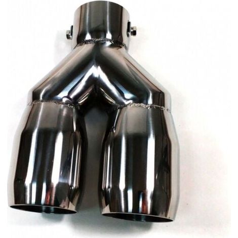 Garniture de tuyau d'échappement de voiture chromé double rond en acier inoxydable/embout de silencieux 2.6" (1/5)
