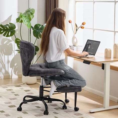 Sedia ergonomica da ufficio grigia, altezza regolabile, ruote silenziose DESVIAE (1/5)