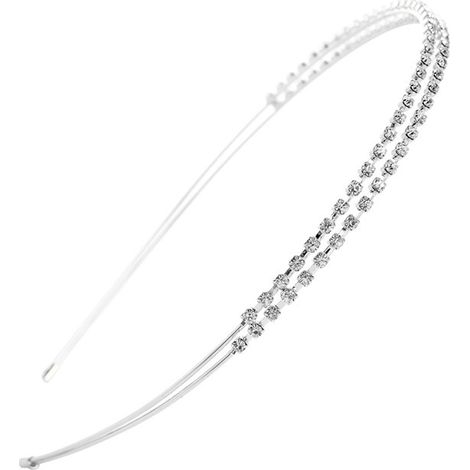 Serre-tête à double rangée de strass en cristal, accessoire de coiffure pour mariage et fête, pour femmes (1/5)