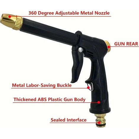 Pistolet à eau haute pression amélioré, buse de tuyau d'arrosage portable (1/5)