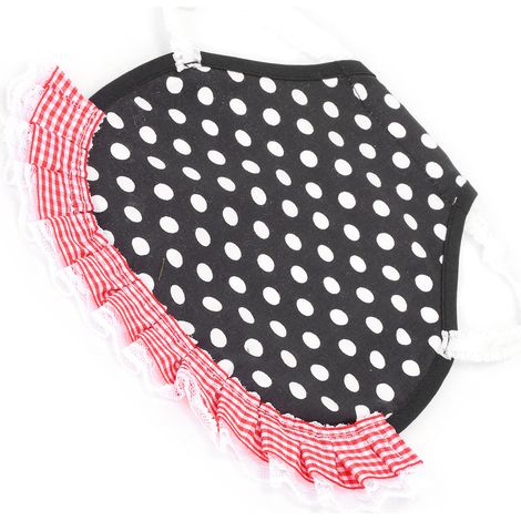 Tablier de protection pour poule, protège-plumes, protège-ailes et dos, avec sangles élastiques, à pois noirs et blancs (1/5)