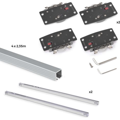 Emuca Flow 2 kit de herrajes negro para puertas correderas