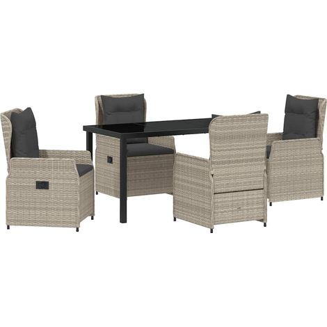 Maison Exclusive - Set da Pranzo per Giardino 5 pcs Grigio chiaro polyrattan (1/5)
