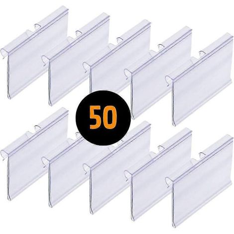 Kit de 50 porte-étiquettes pour crochets en T. Étiquette 42 x 60 mm. Transparent. Porte-étiquettes de prix (1/4)