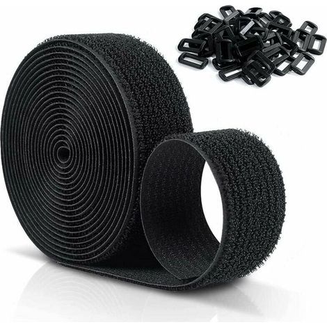 Wiederverwendbare Klett-Kabelbinder 10 x 25 mm, verstellbare Kabelbinder mit 50 Kunststoffschlaufen, schnittfeste schwarze Nylon-Klett-Kabelbinder (1/5)