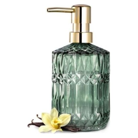 Distributeur de Savon en Verre Transparent Design Élégant avec Pompe ABS, Parfait pour Cuisine et Salle de Bain, Vert (1/5)