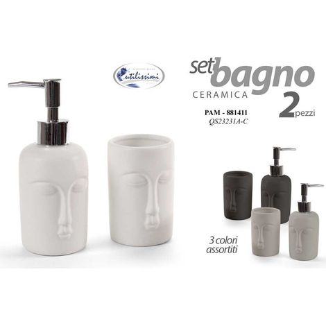 Set de baño 2 piezas en cerámica con diseño escultórico